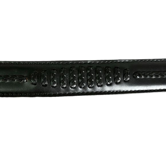 Vintage Onyx by Brighton Black Leather Belt Braided Size 42 Silver‎ Buckle 1993 main image 5